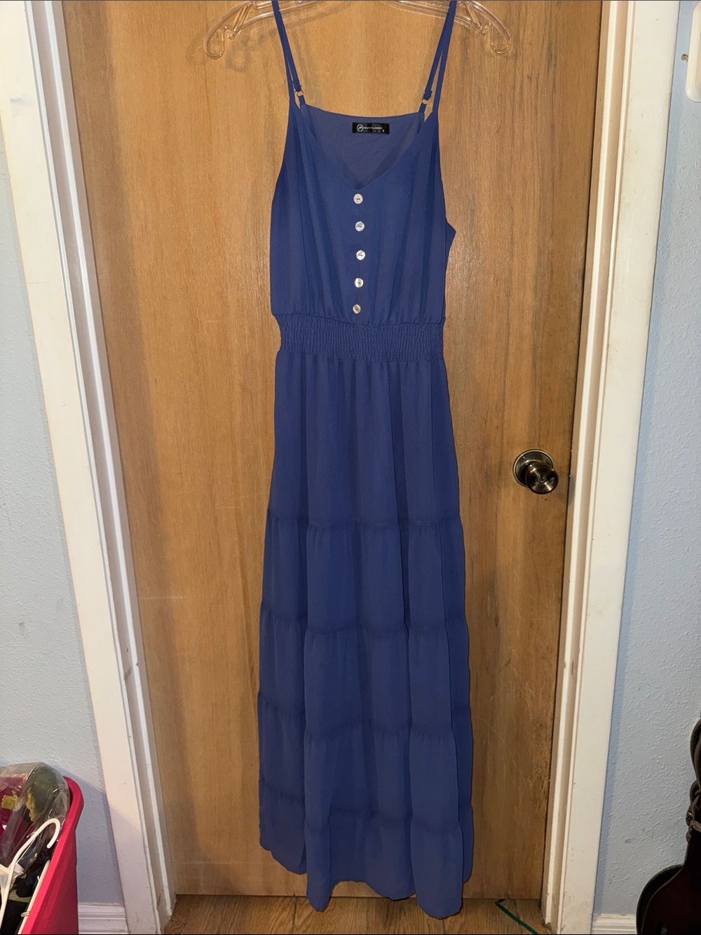 PrettyGarden V-Neck Button Front Spaghetti Strap Maxi Sundress Small